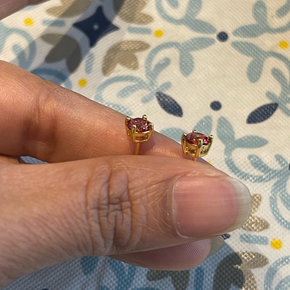 18k gold plated over solid sterling silver 925 garnet Moissanite earrings - Picture 4 of 7